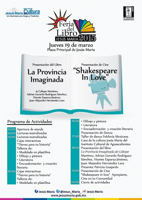 Programa de la 2a Feria del Libro de Jesús María (Jue. 19 de Marzo)