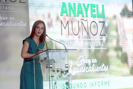 Lo asegura en su Segundo Informe Legislativo… ¡Anayeli Muñoz Moreno cree en un Aguascalientes justo, verde y equitativo!