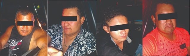 ¡Policías municipales de Aguascalientes detuvieron a 4 sujetos con un arma de fuego, cartuchos útiles y dinero en efectivo!