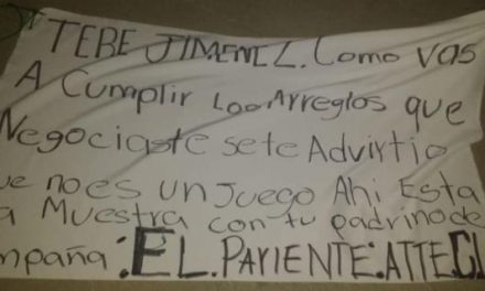 ¡Dejaron una narco-manta en contra de la alcaldesa Tere Jiménez en Aguascalientes!