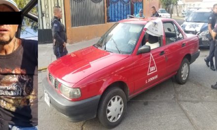 ¡Policías municipales de Aguascalientes detuvieron a sujeto que asaltó a un taxista y se llevó hasta el auto de alquiler!