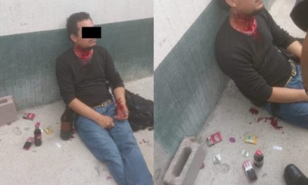 ¡Hombre alcoholizado se hirió con una navaja para intentar matarse en Aguascalientes!