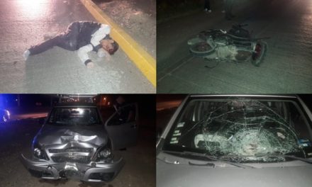 ¡Grave motociclista que chocó contra una camioneta en Aguascalientes!