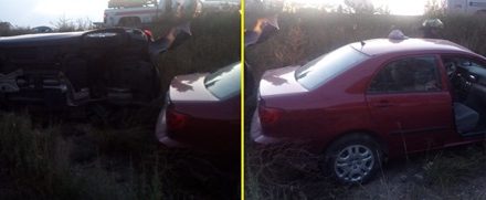 ¡Choque-volcadura entre una camioneta y un auto dejó 4 lesionados en Aguascalientes!