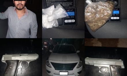 ¡Policías estatales de Aguascalientes detuvieron a un narcomenudista con drogas y dos armas de fuego!