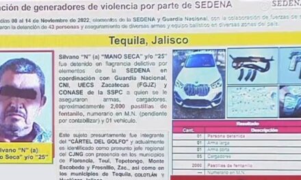 ¡Detuvieron a “El Mano Seca” y/o “El 25” jefe regional del CJNG generador de violencia en Zacatecas y Jalisco!