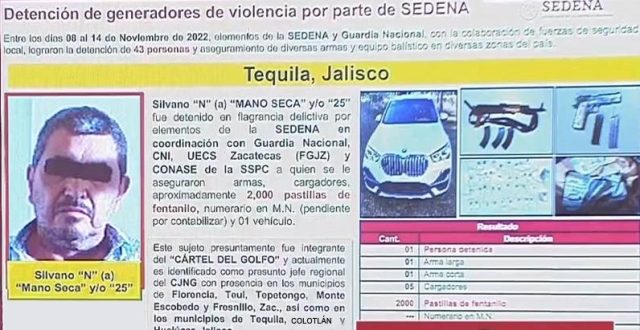 ¡Detuvieron a “El Mano Seca” y/o “El 25” jefe regional del CJNG generador de violencia en Zacatecas y Jalisco!